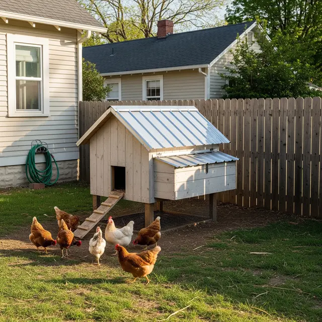 Model Kandang Ayam di Pojok Halaman Rumah Kecil (AI)