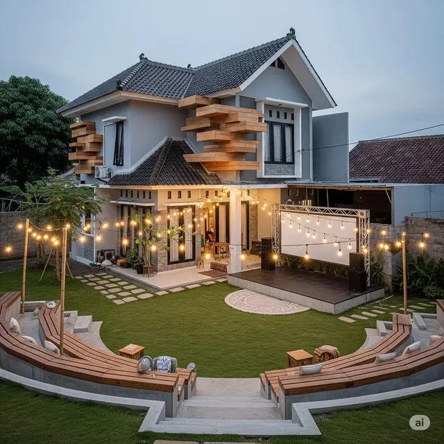Desain Rumah Sederhana Halaman Luas. Foto: Gemini