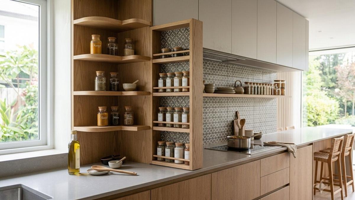 8 Model Dapur dengan Rak Bumbu Tersembunyi, Solusi Rapi dan Minimalis