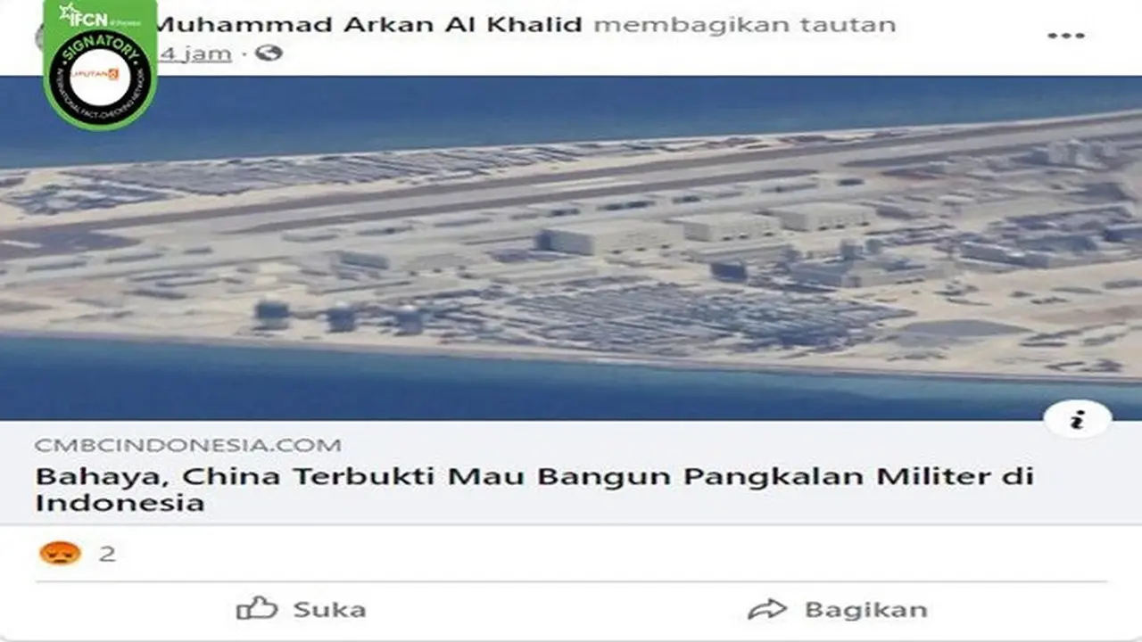 Gambar Tangkapan Layar Kabar tentang Pangkalan Militer China