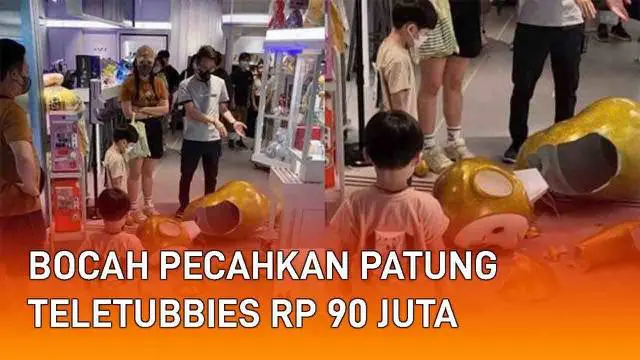 Media sosial diramaikan berita bocah di Hongkong merusak patung yang dijual. Patung berbentuk Teletubbies tersebut berukuran 1,8 meter seharga Rp 90 juta. Disebut sang bocah menendang patung hingga jatuh dan pecah. Sehingga bocah dan orang tuanya dim...