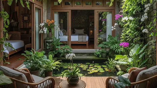 Rumah Kecil Tapi Luas dengan Taman Dalam Rumah dan Air Mancur Mini