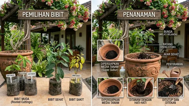 Cara Menanam Melati Belanda di Pot untuk Kanopi Rumah agar Subur. Gemini