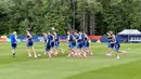Para pemain Timnas Skotlandia menjalani sesi latihan di New England Revolution Training Center, Foxborough, Boston, Amerika Serikat, Kamis (18/6/2026). Andy Robertson, Scott McTominay, dan John McGinn tampak berlatih serius sebagai persiapan menghadapi laga Grup C Piala Dunia 2026. (KLY Sports/Hery Kurniawan)