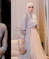 Sebelum menjadi bridesmaid di momen resepsi, Yuki Kato hadir mengenakan lace dress bernuansa pastel yang lembut saat akad nikah Febby dan Drajad. [@yukikt]