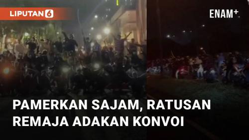 VIDEO: Pamerkan Sajam, Ratusan Remaja Adakan Konvoi di Daerah Surabaya