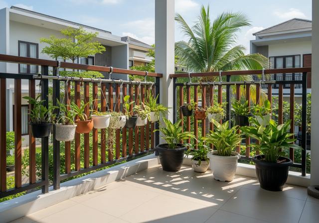 Sistem Railing Gantung (Hanging Rail System)/Ide Desain Teras Kecil Bisa Buat tempat Jemur Tanaman (Sumber: gemini.com)