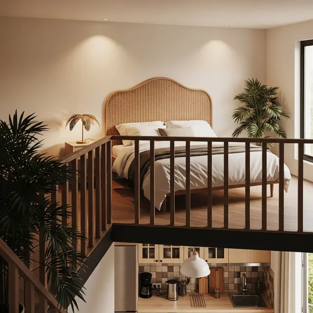 Kamar Tidur Mezzanine di Atas Dapur Rumah Kecil