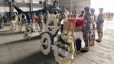 Suasana upacara penghormatan terakhir bagi tiga prajurit Tentara Nasional Indonesia (TNI) yang gugur dalam misi perdamaian dunia di Hanggar Lebanese Air Force, Beirut, Lebanon, Kamis 2 April 2026 pukul 16.00 waktu setempat. United Nations Interim Force in Lebanon (UNIFIL) menyelenggarakan upacara memorial sebagai penghormatan terakhir bagi tiga prajurit Tentara Nasional Indonesia yang gugur dalam misi perdamaian dunia di Lebanon Selatan. (Foto: Puspen TNI)