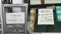 6 Tulisan Kocak Ada CCTV Ini Bikin Maling Elus Dada (sumber: Instagram.com/anoen10 dan 1cak)