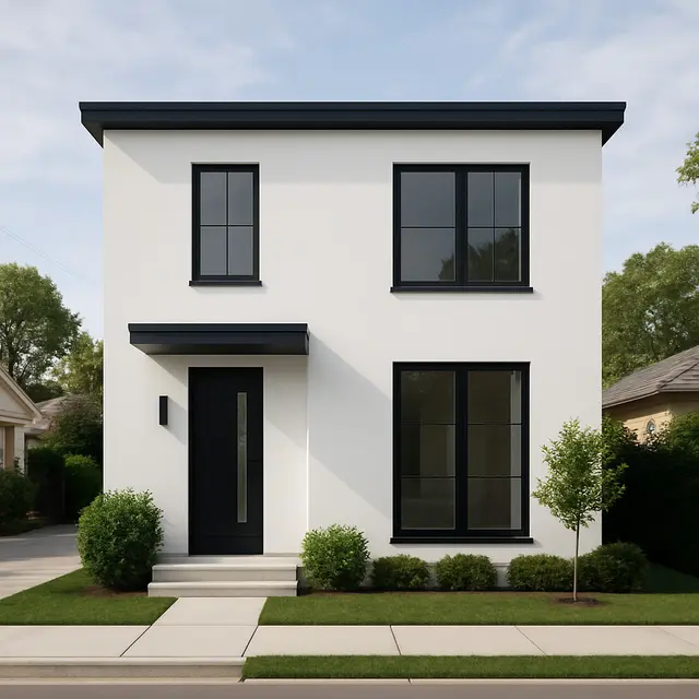 Rumah Minimalis Putih dengan List Hitam