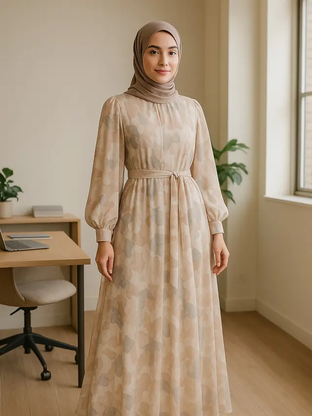 Model Gamis Motif Abstrak