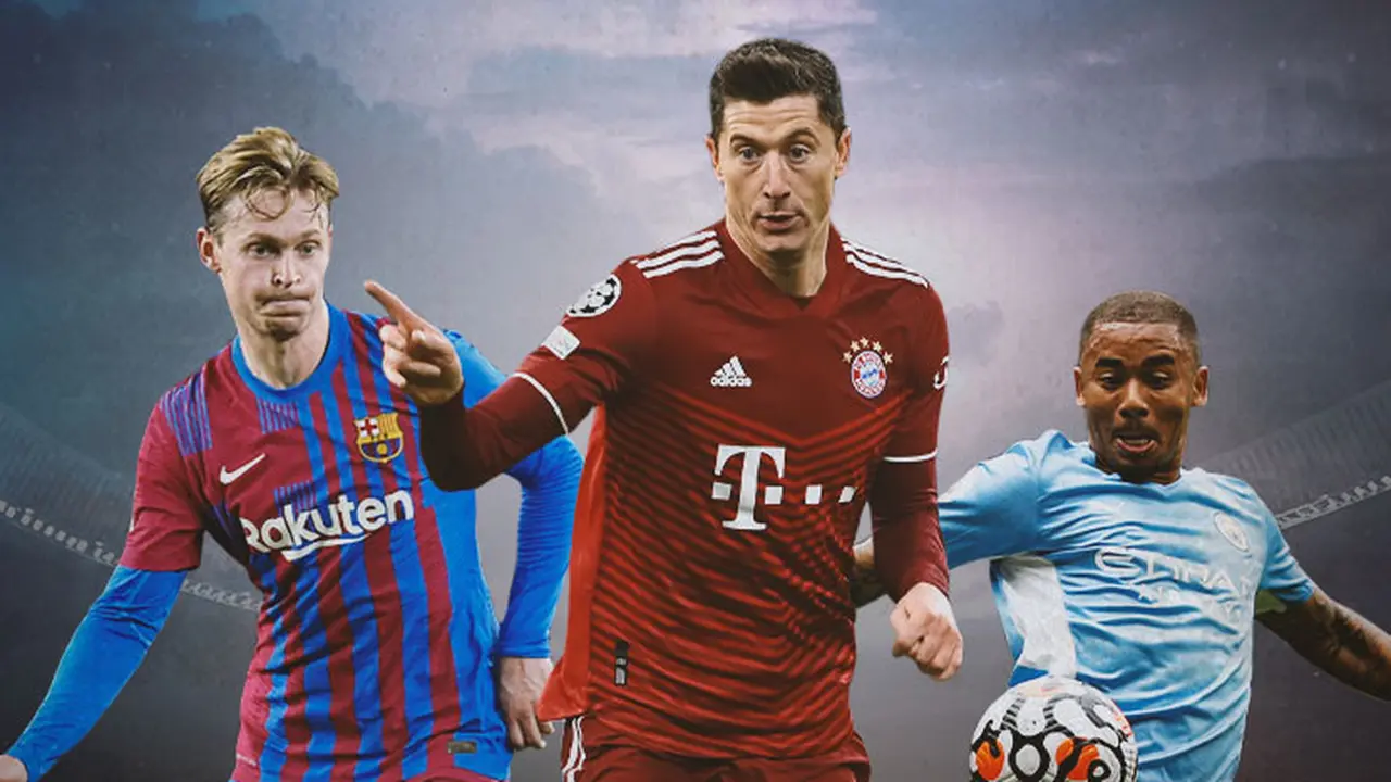 Ilustrasi - Frenkie de Jong, Robert Lewandowski, Gabriel Jesus