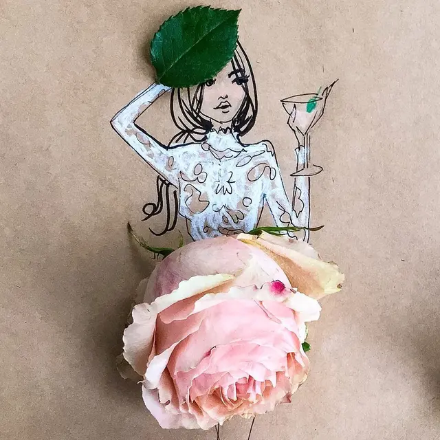 Manfaatkan Dedaunan, 6 Karya Ilustrasi Gambar Perempuan Ini Estetik