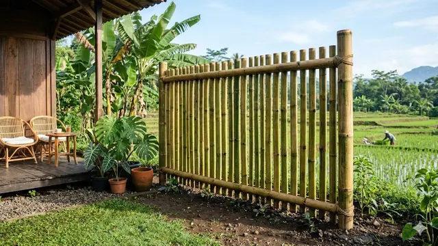 Ide Pagar Bambu Alami yang Bikin Rumah Terlihat Hangat. AI