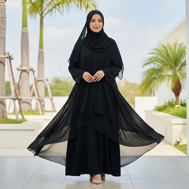 9 Model Abaya Serba Hitam Anti Mencolok untuk Cuaca Panas, Tampil Nyaman Elegan
