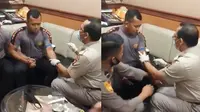Viral Reaksi Lucu Polisi Ketakutan Saat Akan Disuntik