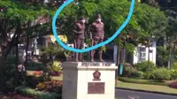 Masker menutup wajah patung di Monumen Pahlawan TRIP Kota Malang (Tim Ahli Cagar Budaya Kota Malang)