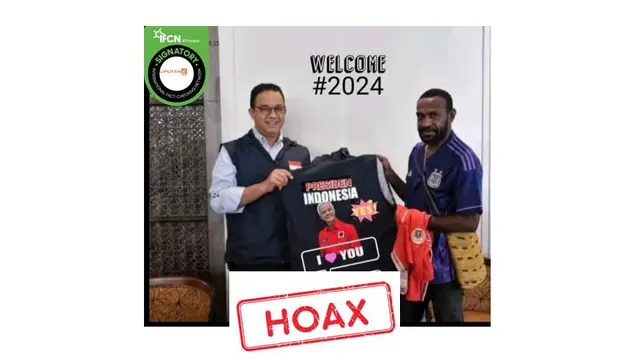 Cek Fakta foto Anies Baswedan memegang foto jaket bergambar Ganjar Pranowo