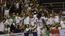 Pebasket Stapac Jakarta, Savon Goodman, melakukan selebrasi saat melawan Satria Muda Jakarta pada laga final IBL 2019  di C-Tra Arena, Bandung, Sabtu (23/3). Savon Goodman terpilih menjadi pemain terbaik IBL 2019. (Bola.com/M Iqbal Ichsan)