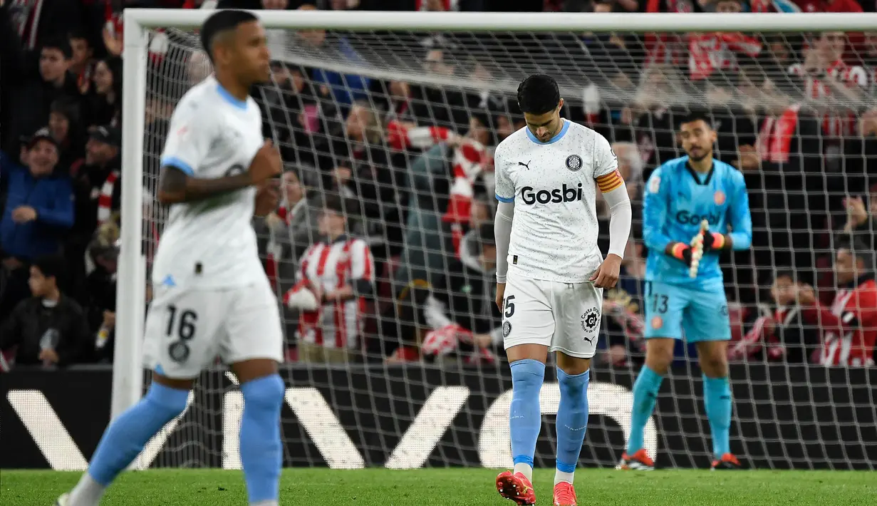 Saat ini, Girona masih berada di urutan kedua dengan 56 poin atau berjarak enam poin dari pemuncak klasemen sementara Liga Spanyol, Real Madrid. (ANDER GILLENEA/AFP)