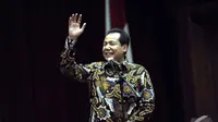 Mantan Menko Perekonomian Chairul Tanjung berpidato terakhir usai serah terima masa jabatan di Jakarta, Senin (27/10/2014). (Liputan6.com/Andrian M Tunay)