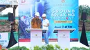 Direktur Utama PT. Menara Depok Asri (MDA) Alwi Bagir Mulachela (kiri) berbincang disela groundbreaking apartemen Marrakech Suites di Depok, Jawa Barat, Sabtu (28/10). Apartemen setinggi 37 lantai ini telah terjual sebanyak 753 unit. (Liputan6.com)