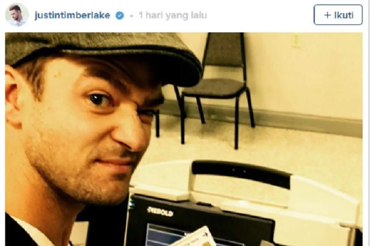 Justin Timberlake terancam terkena hukuman penjara karena selfie di bilik suara. (AFP/Bintang.com)