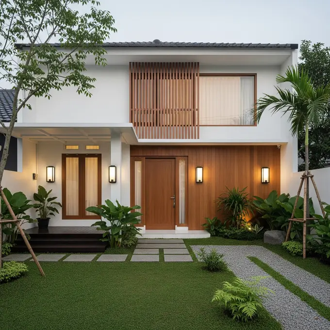 Inspirasi Fasad Jepang yang Cocok untuk Perumahan Indonesia Model dengan Lampu Dinding Sederhana