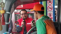 Direktur Pemasaran Regional Pertamina Patra Niaga Mars Ega Legowo Putra dalam sosialisasi penggunaan QR Code dalam pembelian Solar atau BBM Subsidi (dok: Arief)