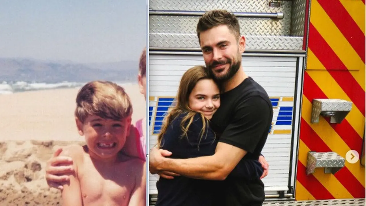 Zac Efron dulu dan kini, bersama Ryan Kiera Armstrong dalam film Firestarter (Foto: Instagram @zacefron)