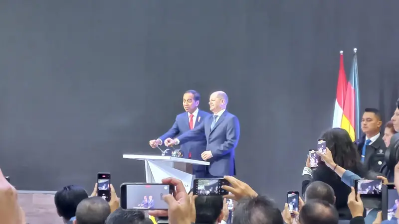 Presiden Joko Widodo (Jokowi) saat membuka Pavilun Indonesia di Hannover Messe 2023