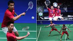 Ganda putra Indonesia, Kevin Sanjaya dan Marcus Gideon akan berjuang untuk mempertahankan gelar juara All England. Berikut ini momen juara mereka pada tahun lalu dan keberhasilan saat lolos ke final pada tahun ini. (Kolase foto dari AFP)