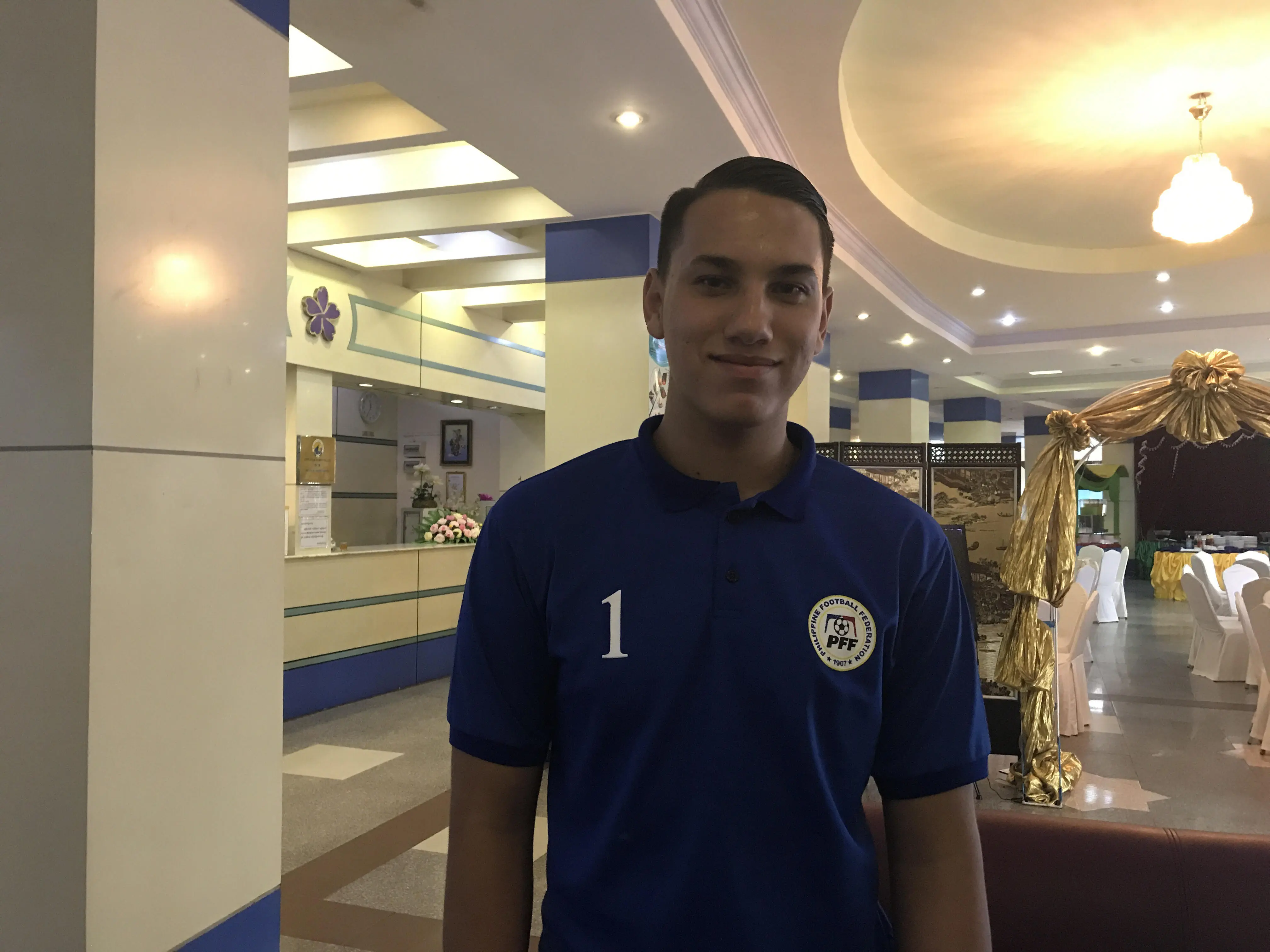 Quincy Julian Kammeraad, kiper Filipina yang dibobol banyak gol oleh Timnas Indonesia U-19. (Bola.com/Aning Jati)