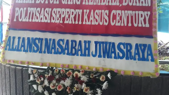 Karangan Bunga di Kementerian BUMN soal Jiwasraya