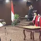 Wakil Presiden Jusuf Kalla melihat pembacaan sumpah Hakim Anwar Usman sebagai Ketua MK