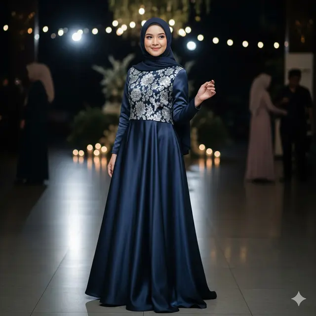 Gamis Satin A-Line yang Minimalis dan Mewah