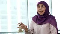 Cagub Jawa Timur, Khofifah Indar Parawansa saat berkunjung ke Liputan6.com di SCTV Tower, Jakarta, Kamis (31/1). (Liputan6.com/Angga Yuniar)