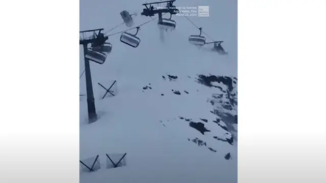 Angin Kencang Bikin Kereta Gantung Berisi Pemain Ski Bergoyang Hebat di Ketinggian, Ada yang Hampir Terbalik