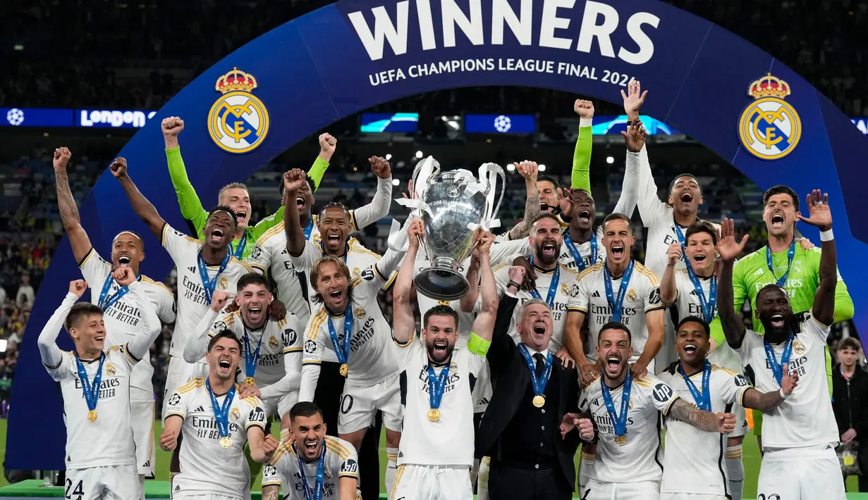 Keunggulan Real Madrid diawali lewat gol cantik Dani Carvajal pada menit ke-74. (AP Photo/Frank Augstein)