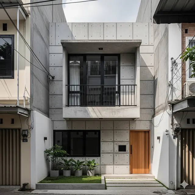 Desain Inovatif Rumah Ukuran 6x9 di Lahan Sempit dalam Gang. Gemini