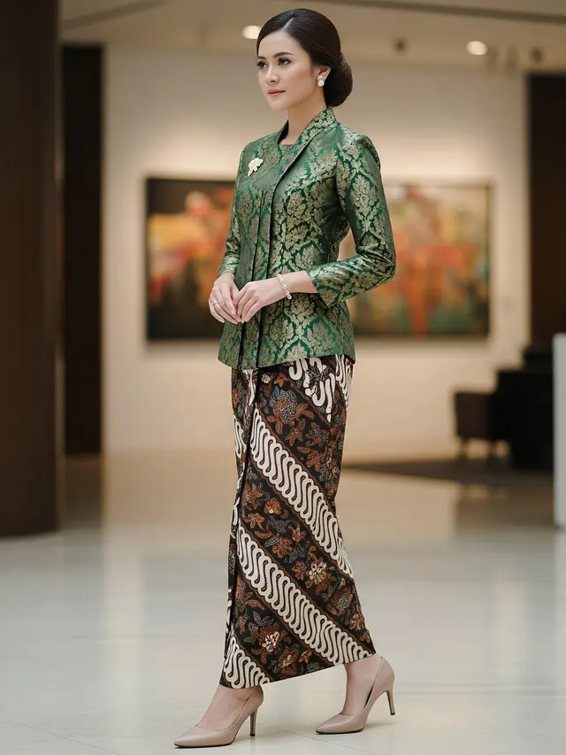 Perpaduan Aksesori yang Membuat Atasan Brokat dan Bawahan Batik Terlihat Kekinian (Image by Gemini AI)