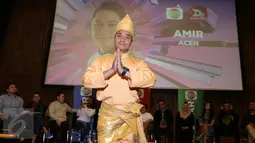Peserta Dangdut Academy 3 Amir asal dari aceh memperkenalkan diri pada saat jumpa pers di SCTV tower, Jakarta, Kamis (20/01). (Liputan6.com/Herman Zakharia)