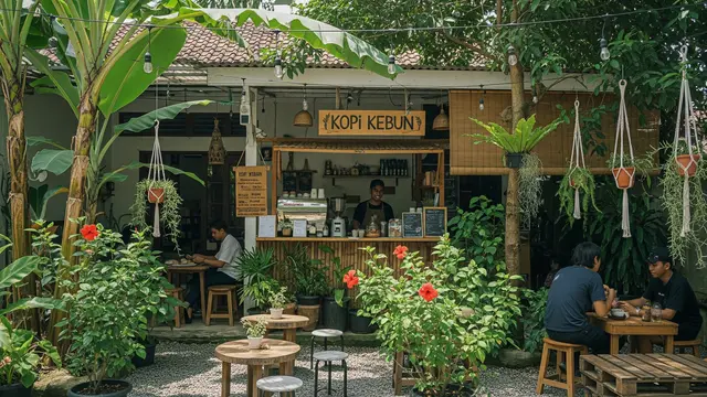 Inspirasi Warung Kopi Kecil Depan Rumah Ala Cafe Kebun/Gemini AI