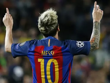 Lionel Messi memimpin klasemen sementara pencetak gol terbanyak Liga Champions 2017-2017 dengan enam gol. (AFP/Pau Barrena)