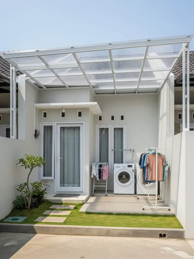 Contoh Rumah Sederhana 1 Lantai dengan Laundry Room Terbuka