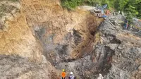Dua penambang batu bara yang terimbun longsor di Lebak Banten belum ditemukan, namun pencarian dihentikan. (Liputan6.com/ Dok Basarnas)