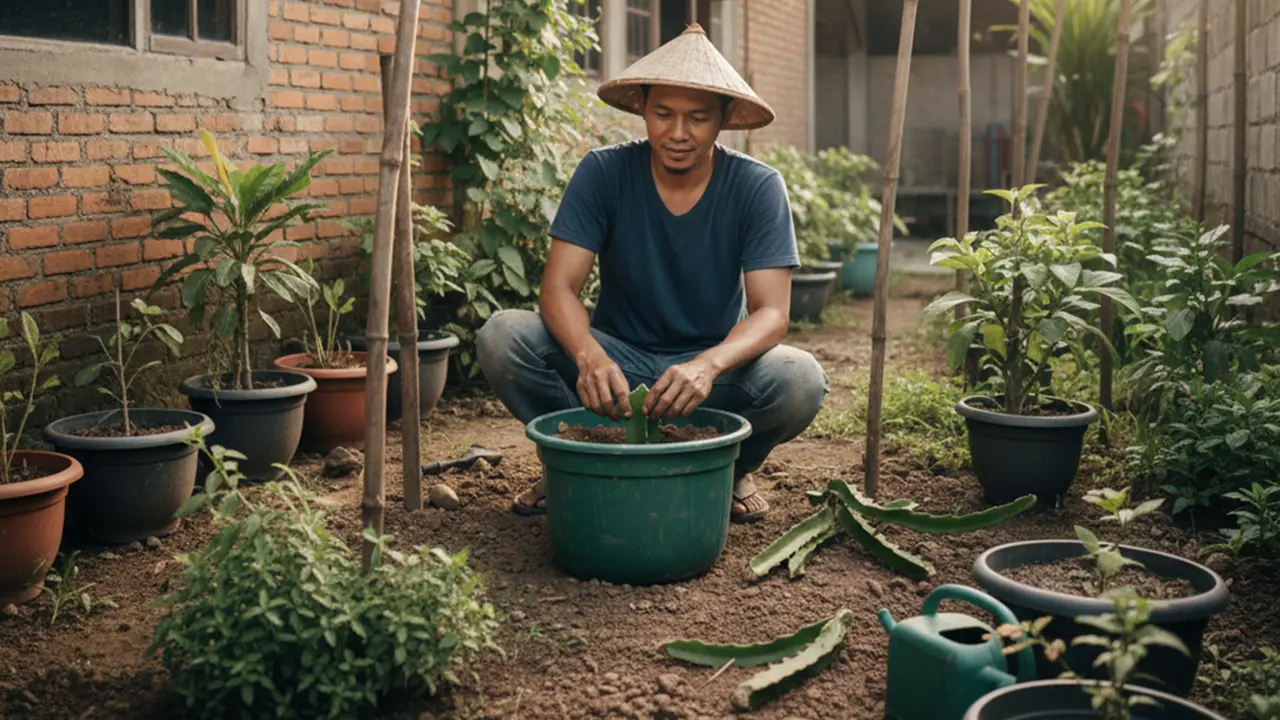 menanam buah naga