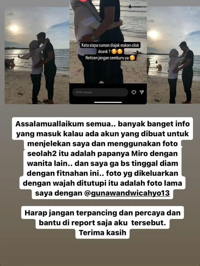 Unggahan Okie Agustina terkait fitnah yang mengaitkan namanya