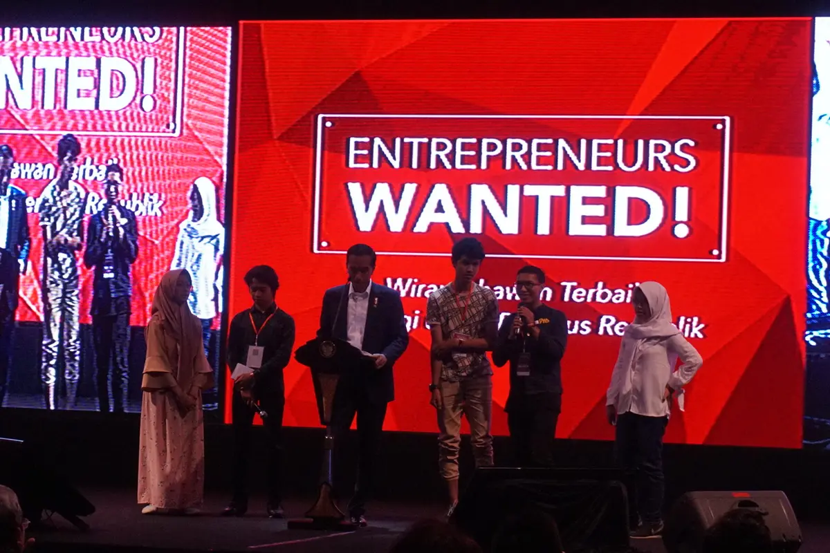 Presiden Joko Widodo (Jokowi) saat acara Entrepreneurs Wanted di ITB, Bandung. (Liputan6.com)